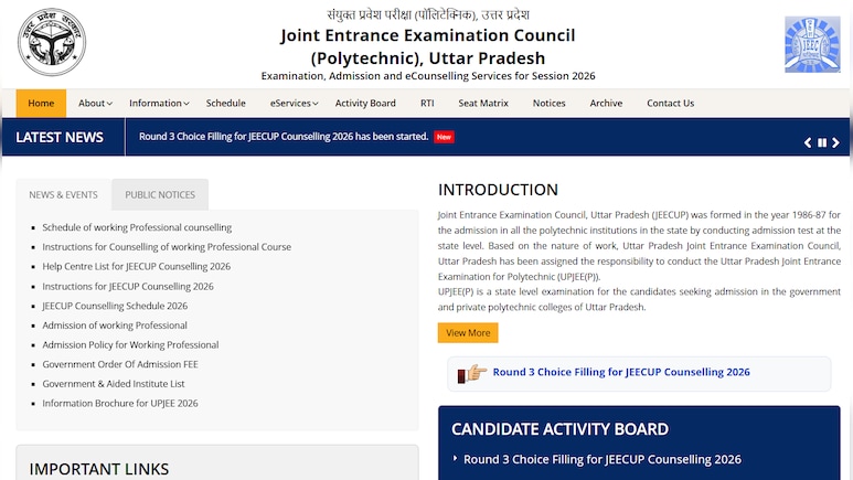 JEECUP 2026 Round 3 Seat Allotment Result OUT Today; Check Direct Link, Steps And Admission Process