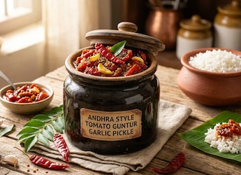 The Secret To Andhra's Bold Flavours? This Guntur Tomato Pickle Recipe
