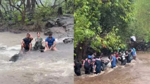 Palghar : हसता हसता रडू आलं! पालघरमधल्या धबधब्यावर अवघ्या 2 मिनिटांत बदललं चित्र, पर्यटकांचा जीव... पाहा VIDEO
