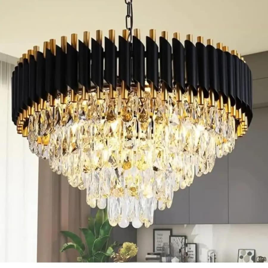 Click here to buy: KAYUV chandelier 500mm black gold crystal chandelier 