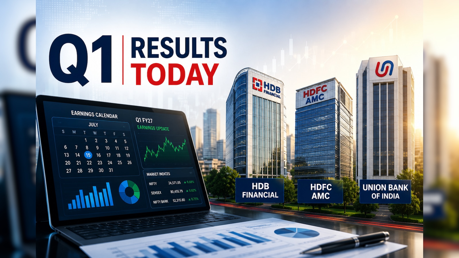 Q1 Results Today: HDB Financial Services, Union Bank, HDFC AMC Among 40+ Firms To Announce Earnings