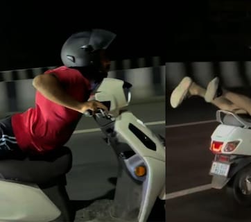 स्कूटी पर स्टंटबाजी, लड़के की इस हरकत को देख लोगों का फूटा गुस्सा, VIDEO पर ही लगा दी क्लास