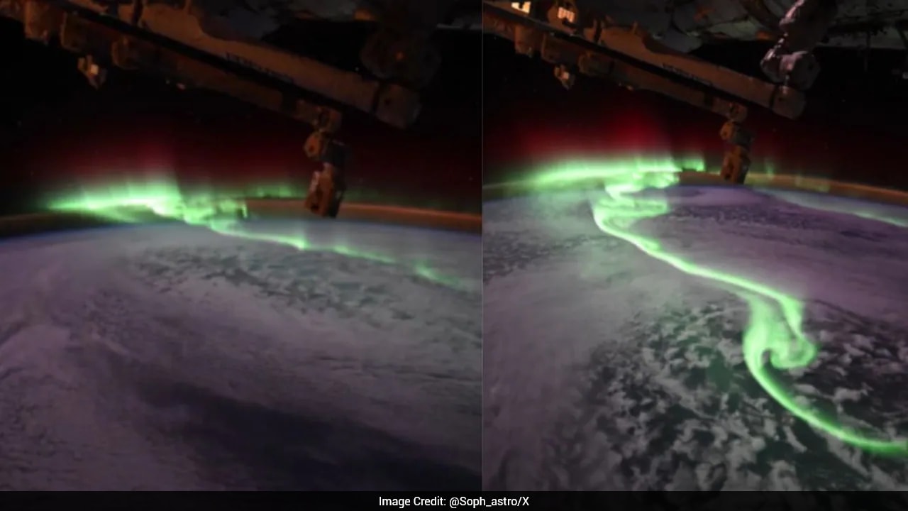 Astronaut Shares Timelapse Of Dazzling Green Aurora Rippling Across Space