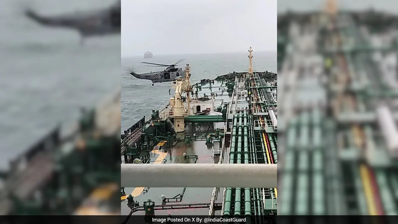 Indian Navy Helicopter Evacuates Injured Crew Member from Tanker Near Mumbai
