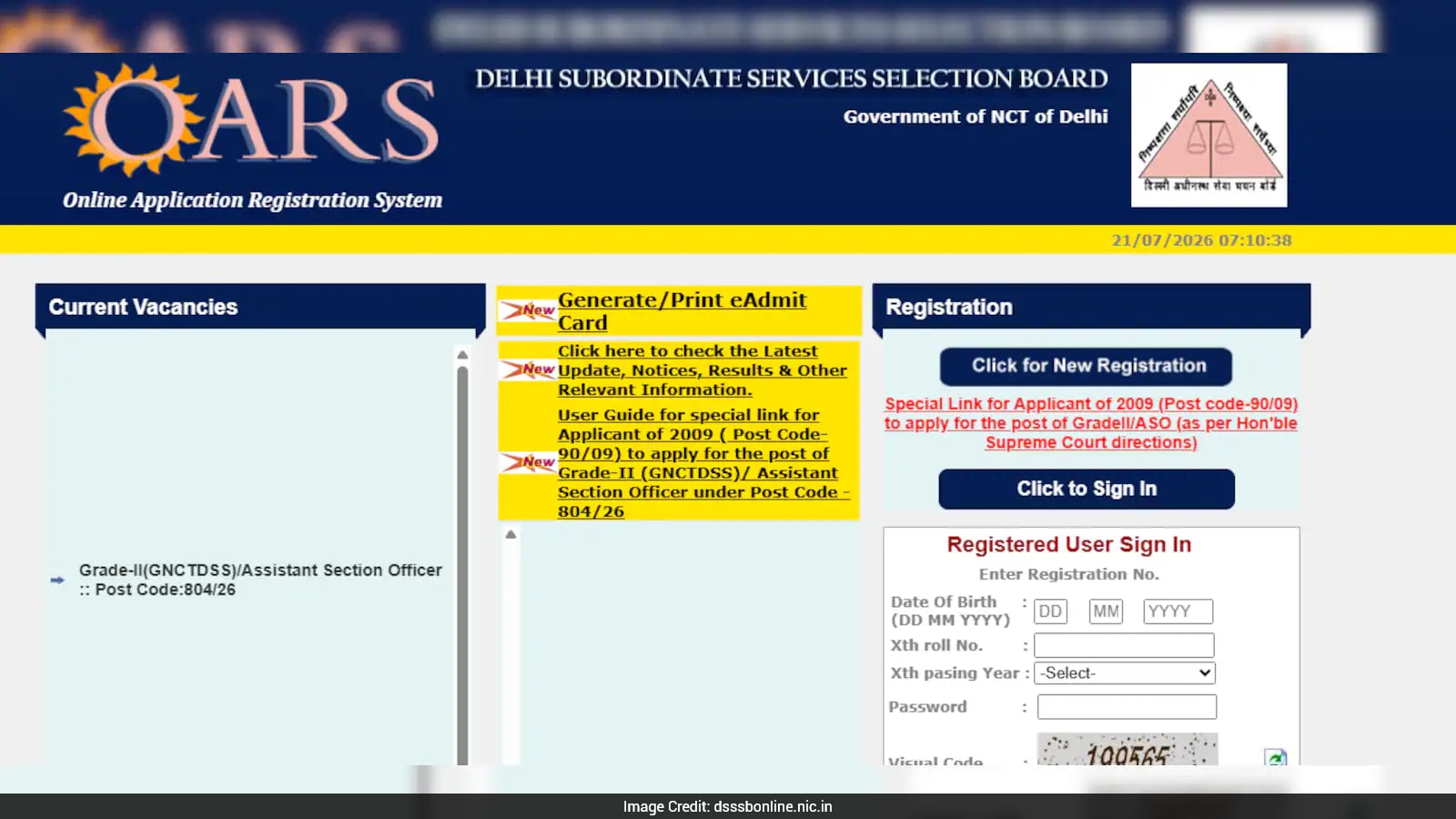 DSSSB Opens Application Window for 606 Assistant Section Officer Posts Until August 17, 2026