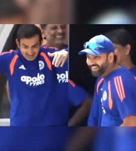 Rohit Sharma Breaks Into Laughter After Gautam Gambhirs Gesture In Viral Lords Clip