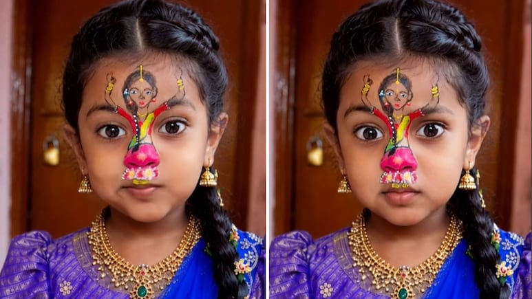नाक बन गई पतली कमर, बौहें बन गई हाथ, नन्हीं बच्ची ने चेहरे से दिखाए ऐसे एक्सप्रेशन, देखकर आप भी करेंगे तारीफ