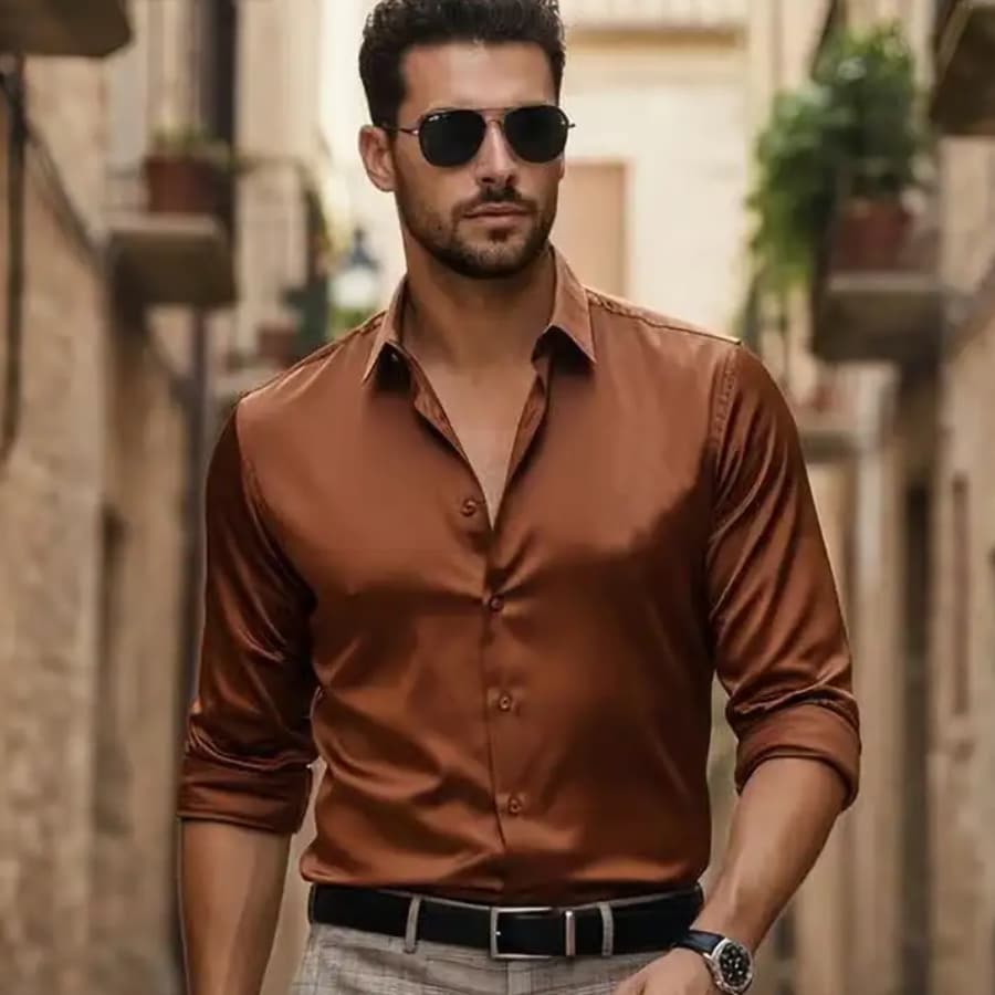 Click here to buy: Marmic Fab Men Solid Casual Brown Shirt Click here to buy: Marmic Fab Men Solid Casual Brown Shirt