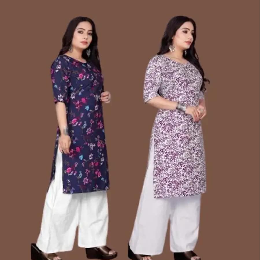 Click here to buy: Vimalnath Synthetics Women Floral Print Kurta (Orange)