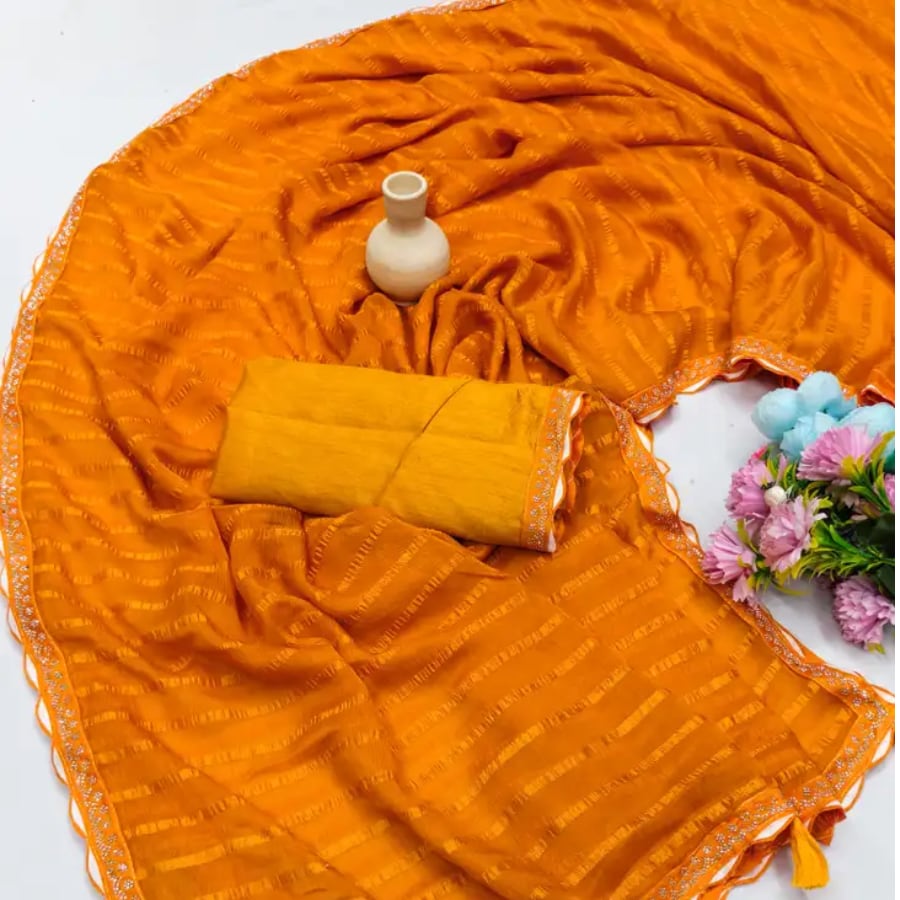 Click here to buy: LADDU SAREES Striped Woven Bollywood Chiffon Saree With Unstitched Blouse (Yellow) Click here to buy: LADDU SAREES Striped Woven Bollywood Chiffon Saree With Unstitched Blouse (Yellow)