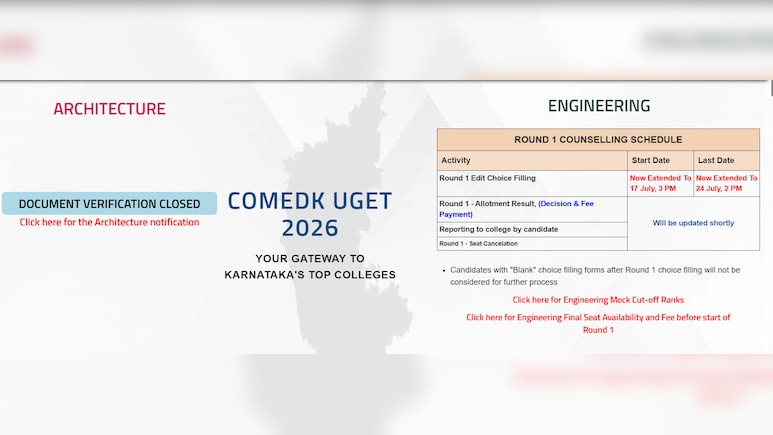 COMEDK UGET 2026 Round 1 Seat Allotment Postponed; Choice Editing Deadline Extended