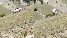 On Camera, Car Slips, Tumbles Down A Deep Gorge In J&K's Razdan Pass