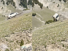 On Camera, Car Slips, Tumbles Down A Deep Gorge In J&K's Razdan Pass