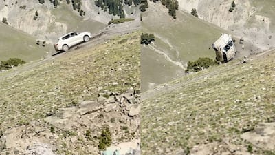 On Camera, Car Slips, Tumbles Down A Deep Gorge In J&K's Razdan Pass