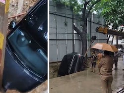 Ghaziabad Road Caves In Amid Heavy Rain, SUV, Scooter Fall Into Pit