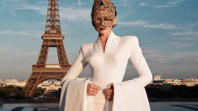 Zendaya Channels Goddess Glamour In Alexander McQueen And Gold Headpiece At <i>The Odyssey</i> Paris Premiere