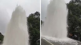 25 Feet Tall Fountain On Highway? No, It's A Broken Pipeline Near Mumbai
