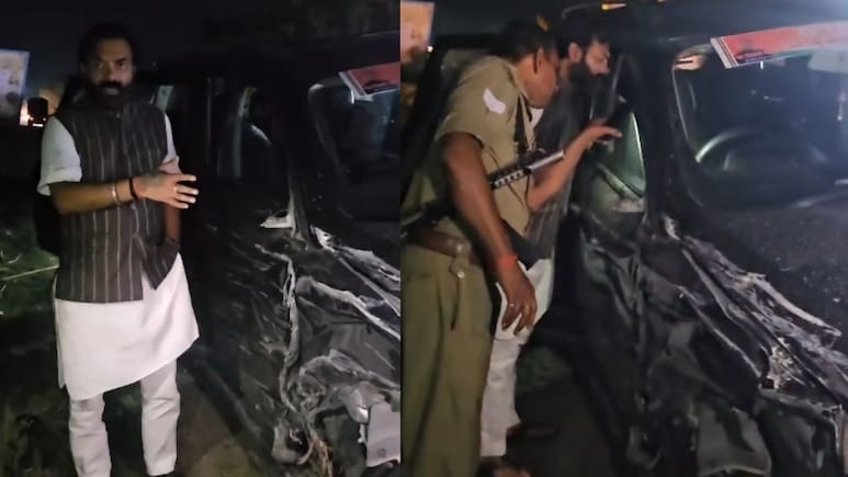 महोबा: सड़क हादसे में बाल-बाल बचे बीजेपी व&zwj;िधायक बृजभूषण राजपूत, गनर-गार्ड और ड्राइवर घायल
