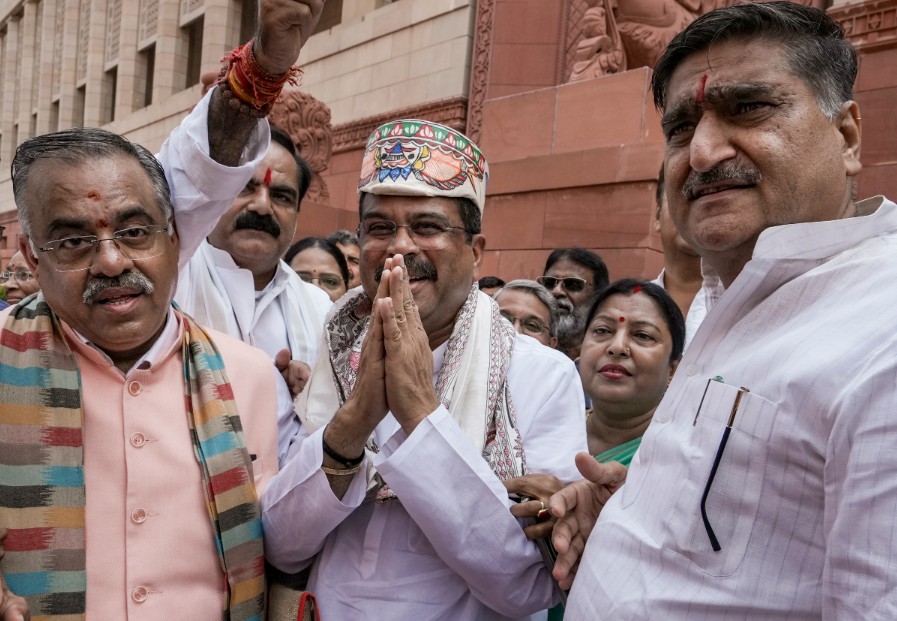 BJP MPs Welcome Dharmendra Pradhan To Parliament, Congress Fumes