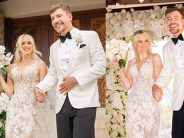 MrBeast and Thea Booysen's Wedding Look: Custom Gown, Designer Tuxedo, Diamond Ring