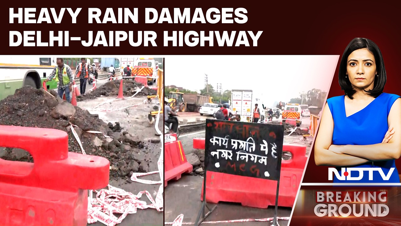Heavy Rains Trigger NH-48 Cave-In, Massive Traffic Jam In Gurugram