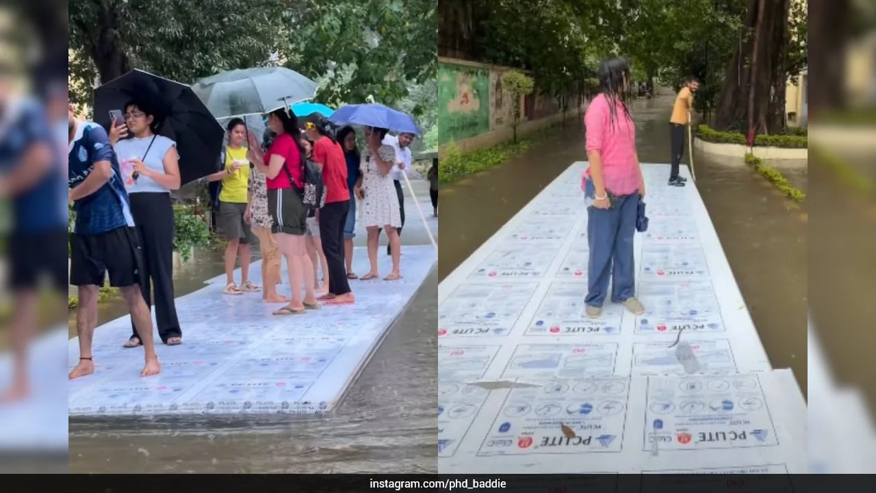 Heavy Rain Floods IIT Roorkee Campus, Students Find Creative Way To Travel