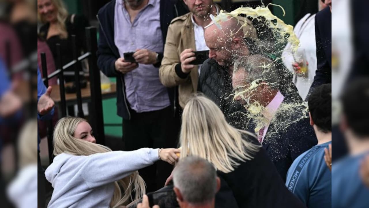 UK far-right leader faced a series of milkshake attacks