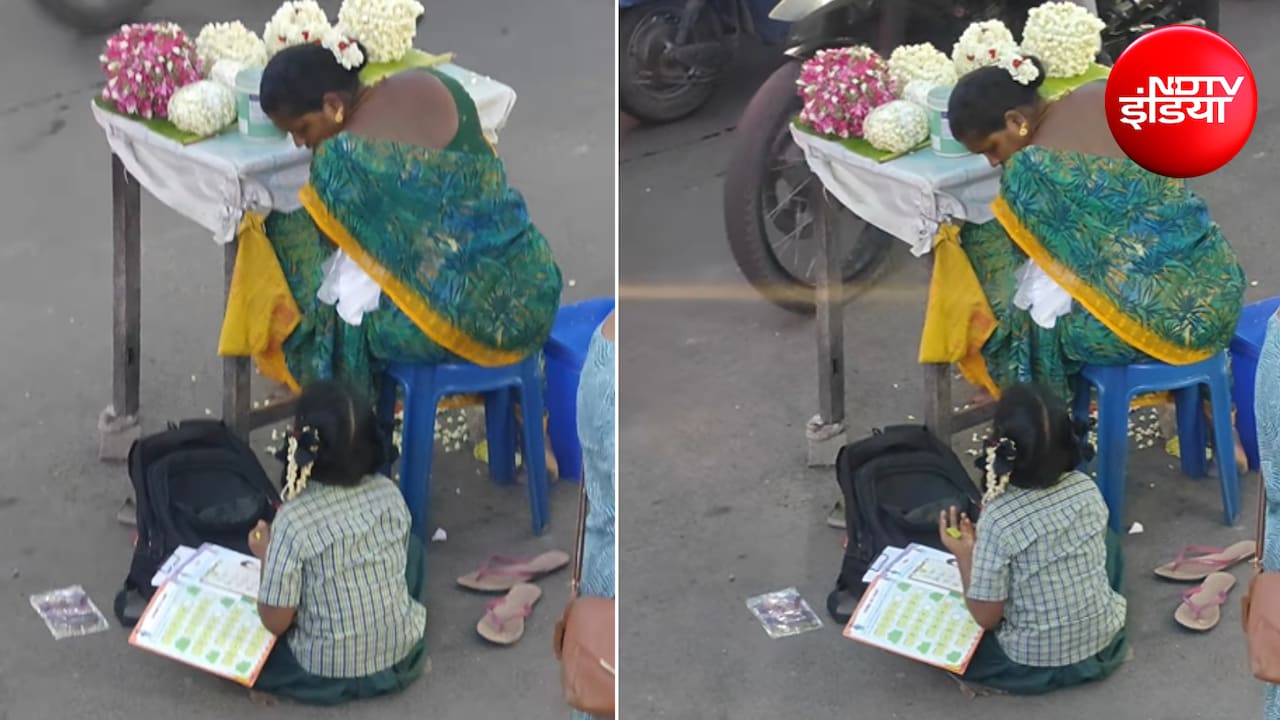 सड़क किनारे पढ़ती रही बच्ची, मां बेचती रही फूल... दिल छू लेने वाला VIDEO हुआ वायरल