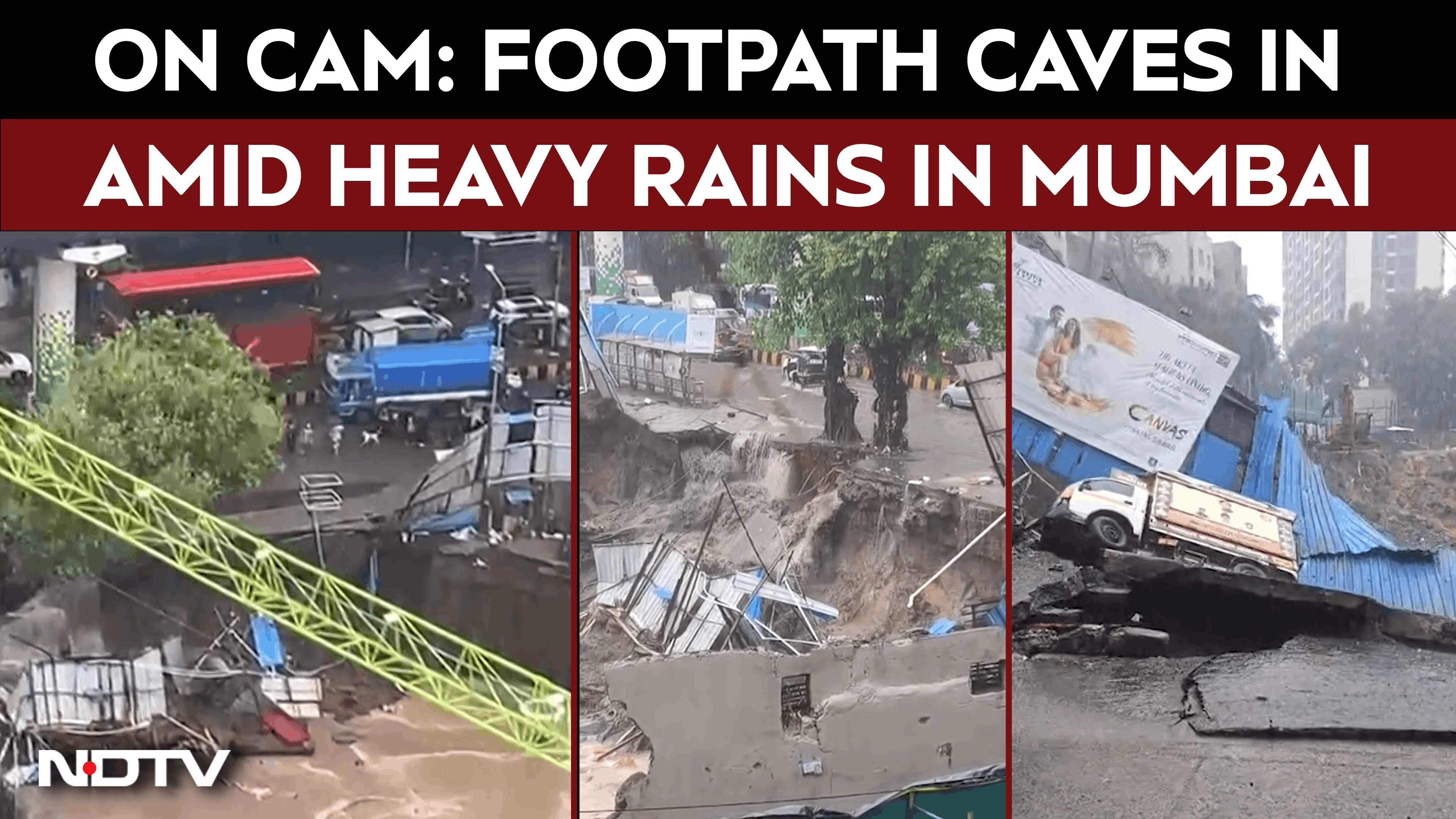 Mumbai Rains | Footpath Caves In Amid Heavy Rains In Bhandup Area, No Injuries Reported