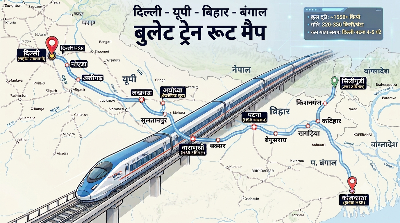 दिल्ली से पटना भी दौड़ेगी बुलेट ट्रेन, बक्सर, कटिहार समेत बिहार में 5 स्टेशन, यूपी समेत 4 राज्यों को जोड़ेगी