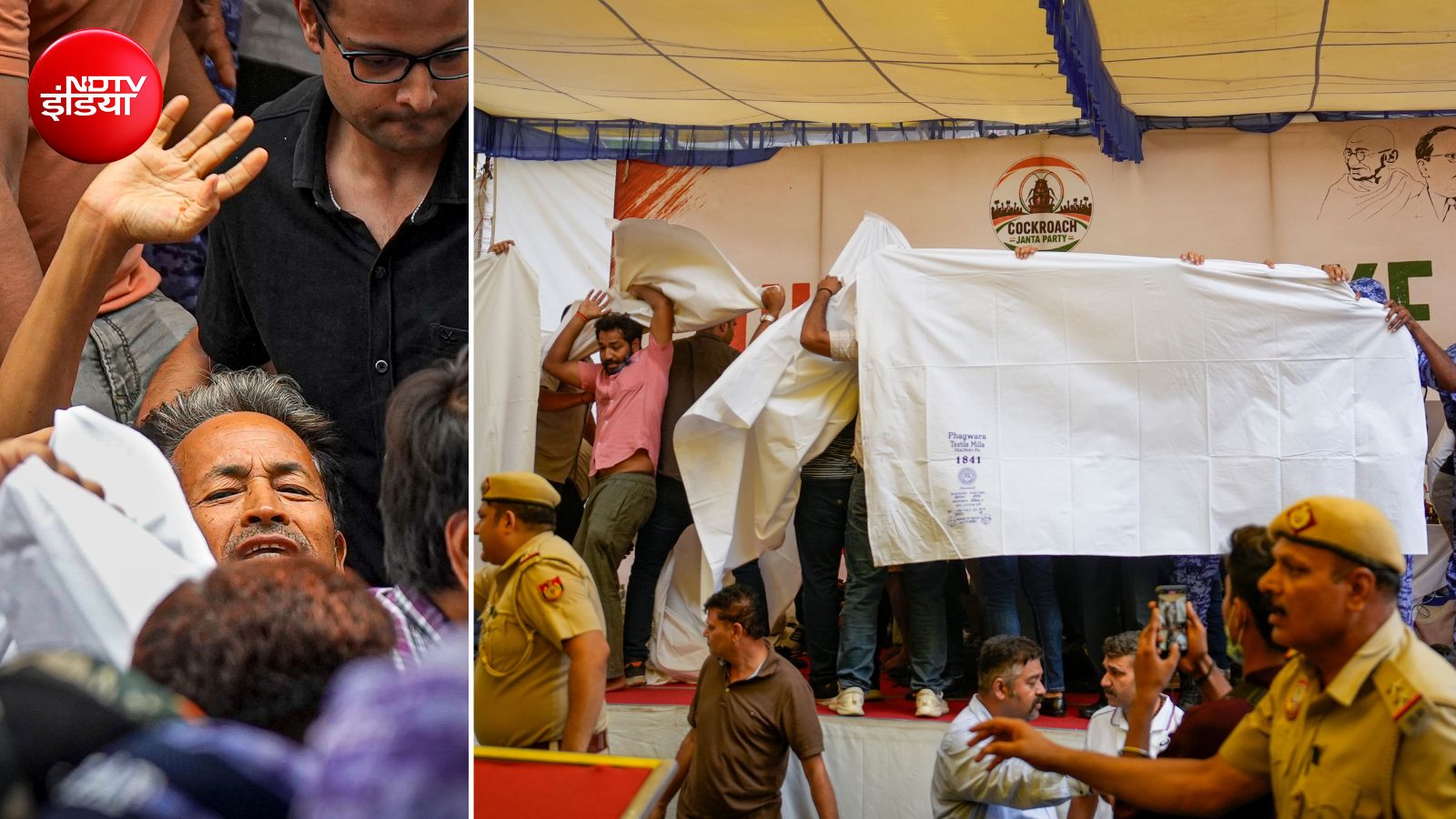 सिविल ड्रेस में जवान, चादरों से ढका मंच... जंतर-मंतर से कैसे उठाए गए सोनम वांगचुक, तस्वीरों में पूरी कहानी