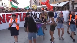 Hundreds Protest As US Envoy Tilman Fertitta Arrives In Venice On Superyacht
