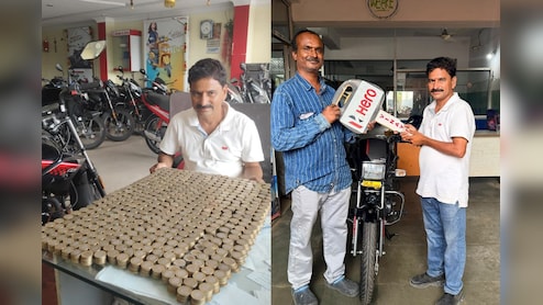 Watch: Telangana Man Buys Rs 1.10 Lakh Bike Using Only Rs 10 Coins