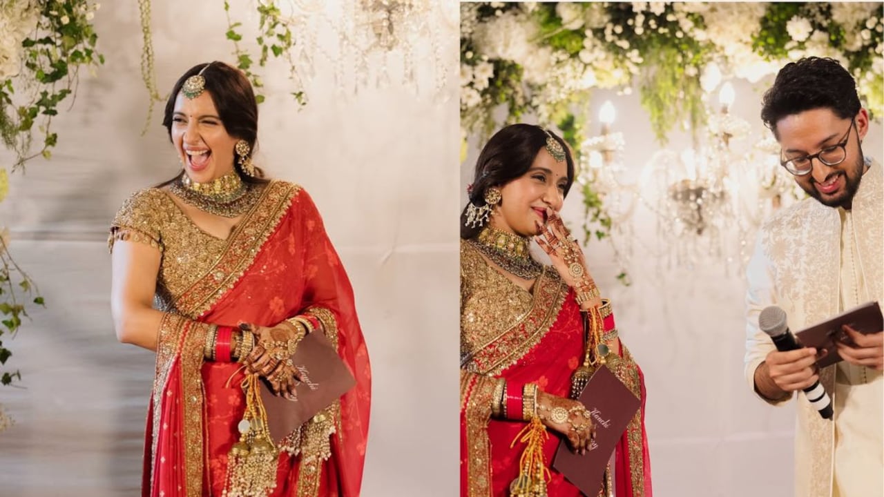 Akansha Ranjan Kapoor Marries Sharan Sharma In A Red Arpita Mehta Saree