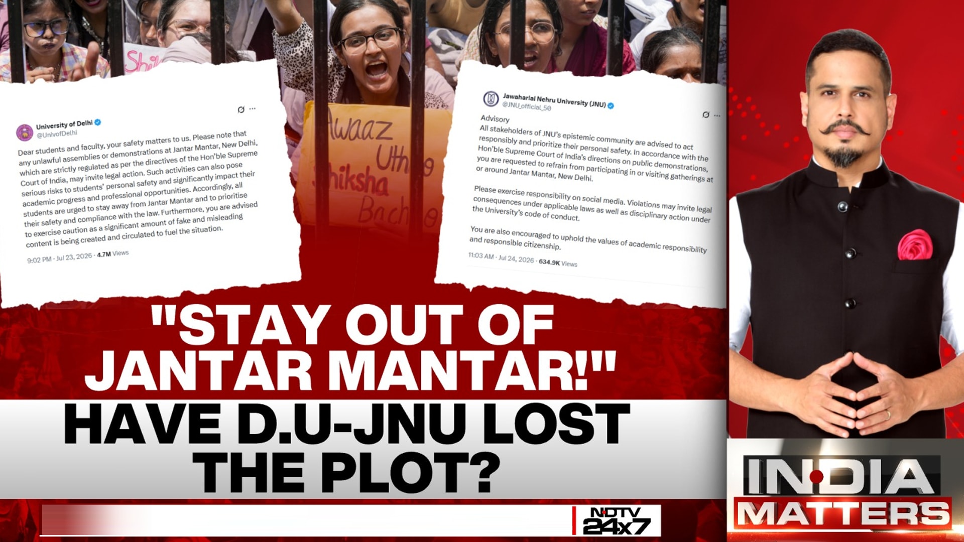 DU, JNU Tell Students to Stay Away from Jantar Mantar Protest