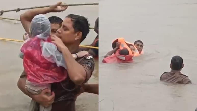 Video: Passengers Climb On Roof Of Sinking Bus In Flood-Hit Gujarat, Rescued
