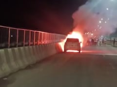 Viral Video: Burning Car Sparks Panic On Mumbai's Krishna Bridge