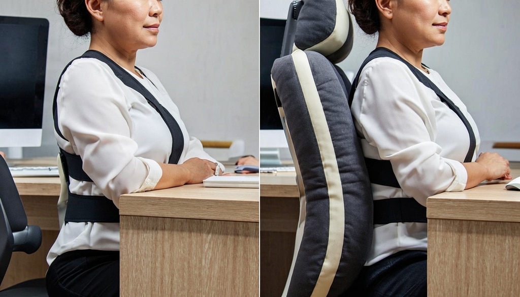 Learn how posture correctors and lumbar cushions work to alleviate painful office chair back strain. Learn how posture correctors and lumbar cushions work to alleviate painful office chair back strain.