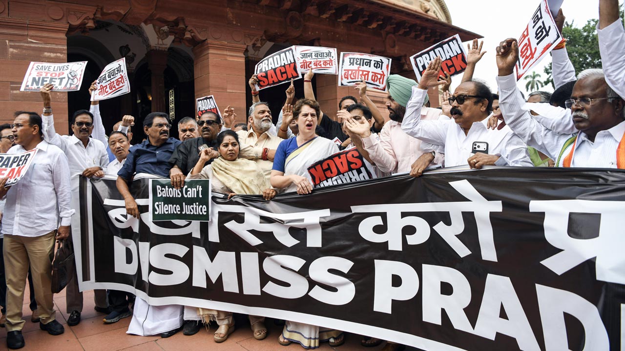 INDIA Bloc Keeps Up Protest In Parliament, Demands Education Minister's Resignation