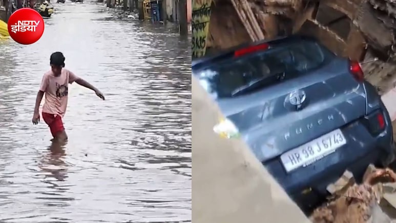 गाजियाबाद में गड्ढे में समा गई कार, फिल्म सिटी से NH9 तक हाईवे पर सैलाब, द&zwj;िल्&zwj;ली-NCR में मॉनसून बारिश का कहर