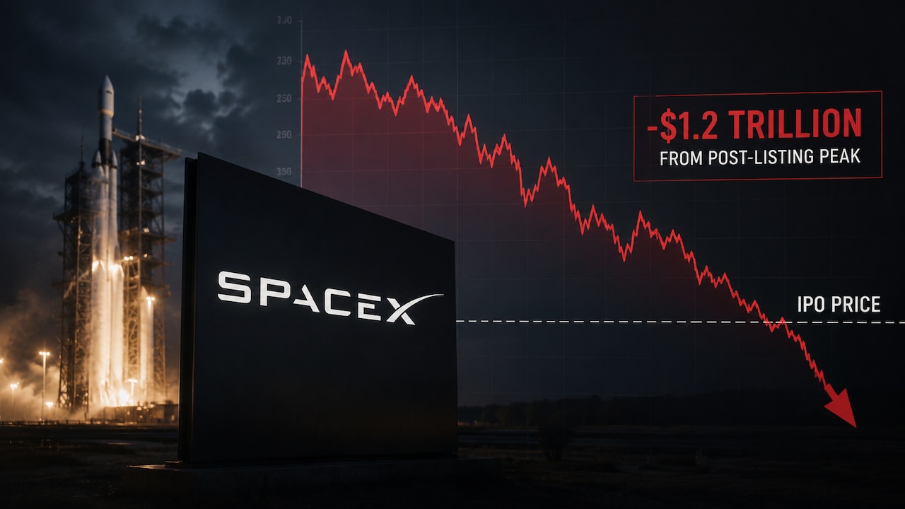 SpaceX Plummets 20% Below IPO Price, Wiping Off $1.2 Trillion From Post-Listing Peak