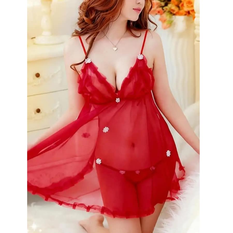 Click here to buy: vastly Women Night Dress (Red)