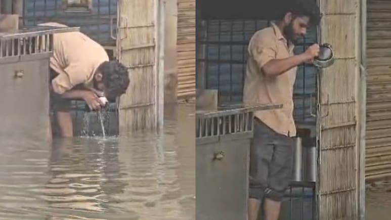 Mumbai Tea Vendor Caught Washing Kettles In Dirty Rainwater Near Nalasopara Station, Video Goes Viral