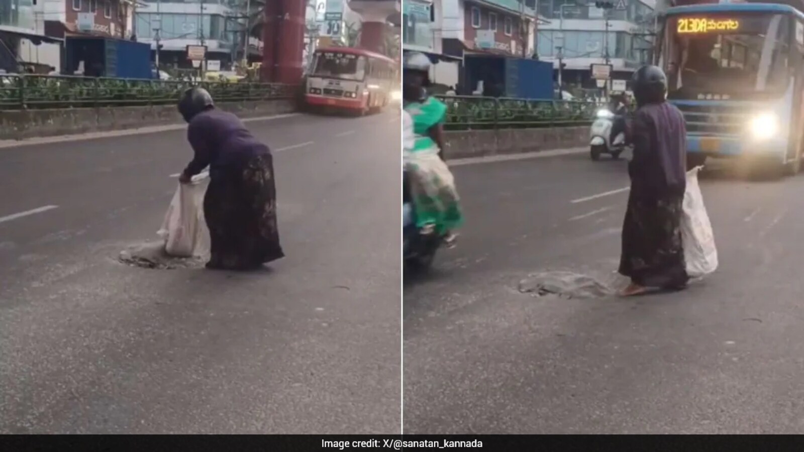 Bengaluru Woman Fixes Pothole, Sparks Debate