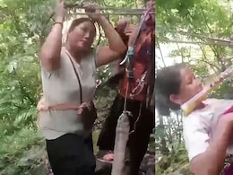 Video: No Bridge, Arunachal Women Crawl Upside Down On Rope To Cross River