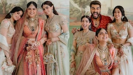 Janhvi And Khushi Kapoor Stun In Pastel Anamika Khanna Lehengas At Sister Anshula's Wedding
