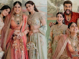Janhvi And Khushi Kapoor Stun In Pastel Anamika Khanna Lehengas At Sister Anshula's Wedding