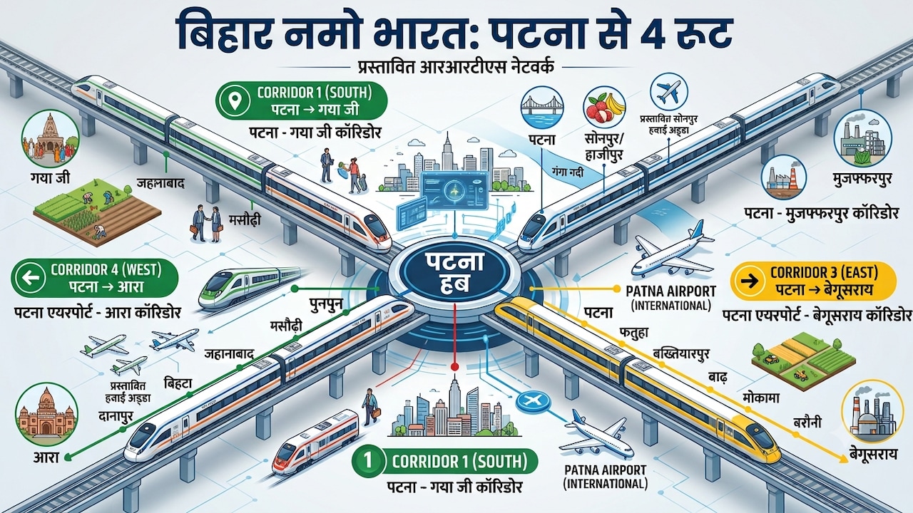 पटना से 4 रूट पर दौड़ेगी नमो भारत ट्रेन, दिल्ली NCR जैसे बनेगा बिहार रूट, आरा- गयाजी, बेगूसराय जैसे 16 शहर होंगे कनेक्ट