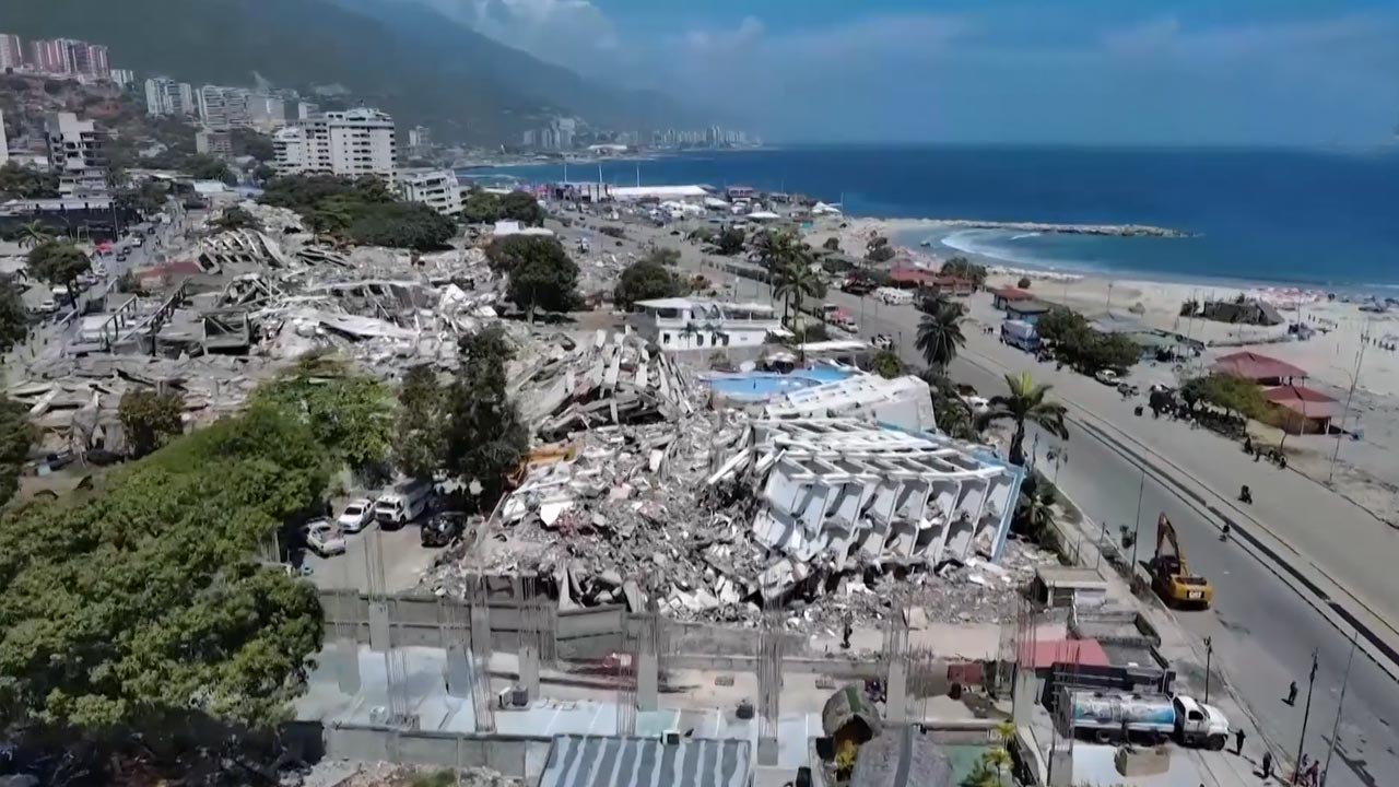 Watch: Drone Footage Reveals Scale Of Earthquake Devastation Along Venezuela's La Guaira Coast