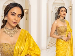 Rakul Preet Singh Looks Radiant In Yellow Saree, Kundan Jewellery At <i>Ramayana</i> Delhi Event
